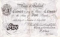 p286 from England: 5 Pounds from 1873